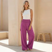 Women's Linen-Blend Wide-Leg Pants – Comfortable Smocked Waistband – view 2