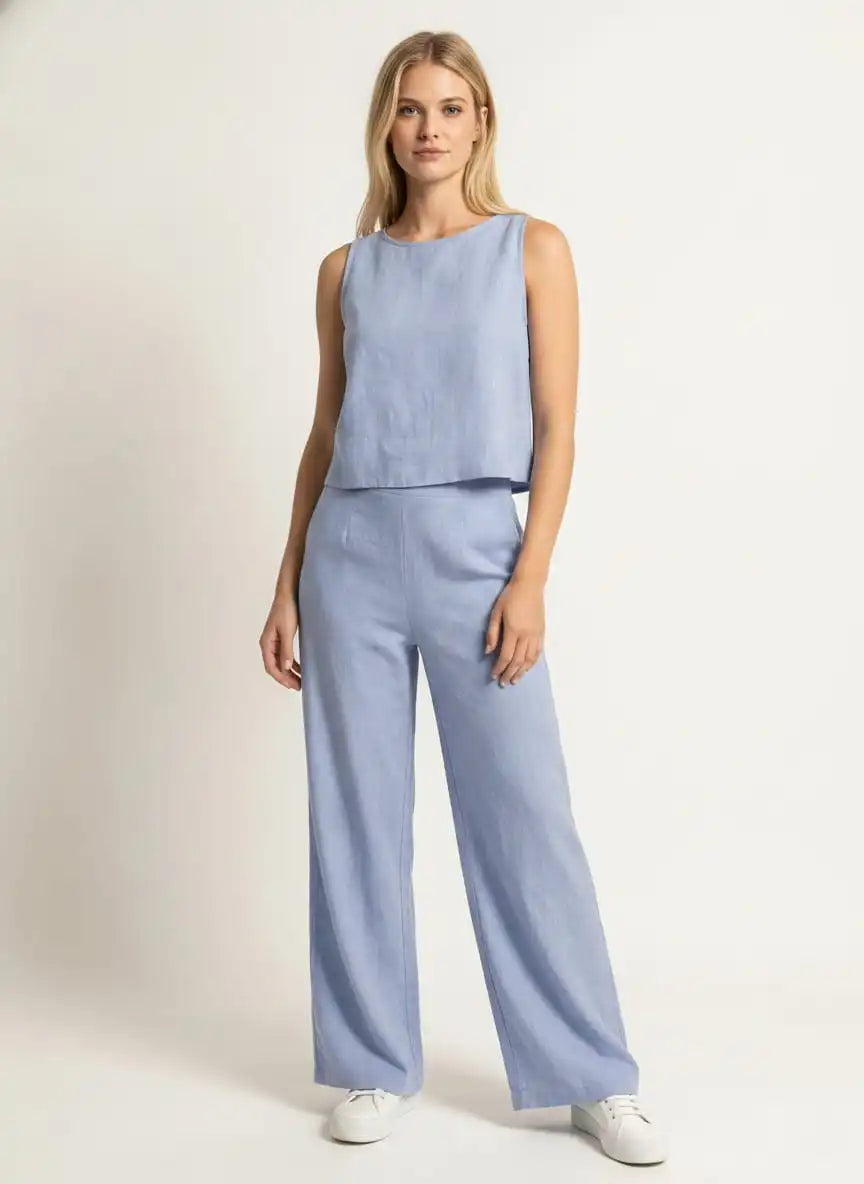 Women's Loungewear Set – Airy Linen-Look Fabric