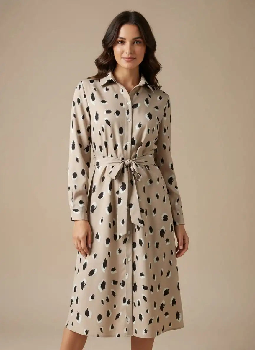 Women's Midi Dress – Leopard Print