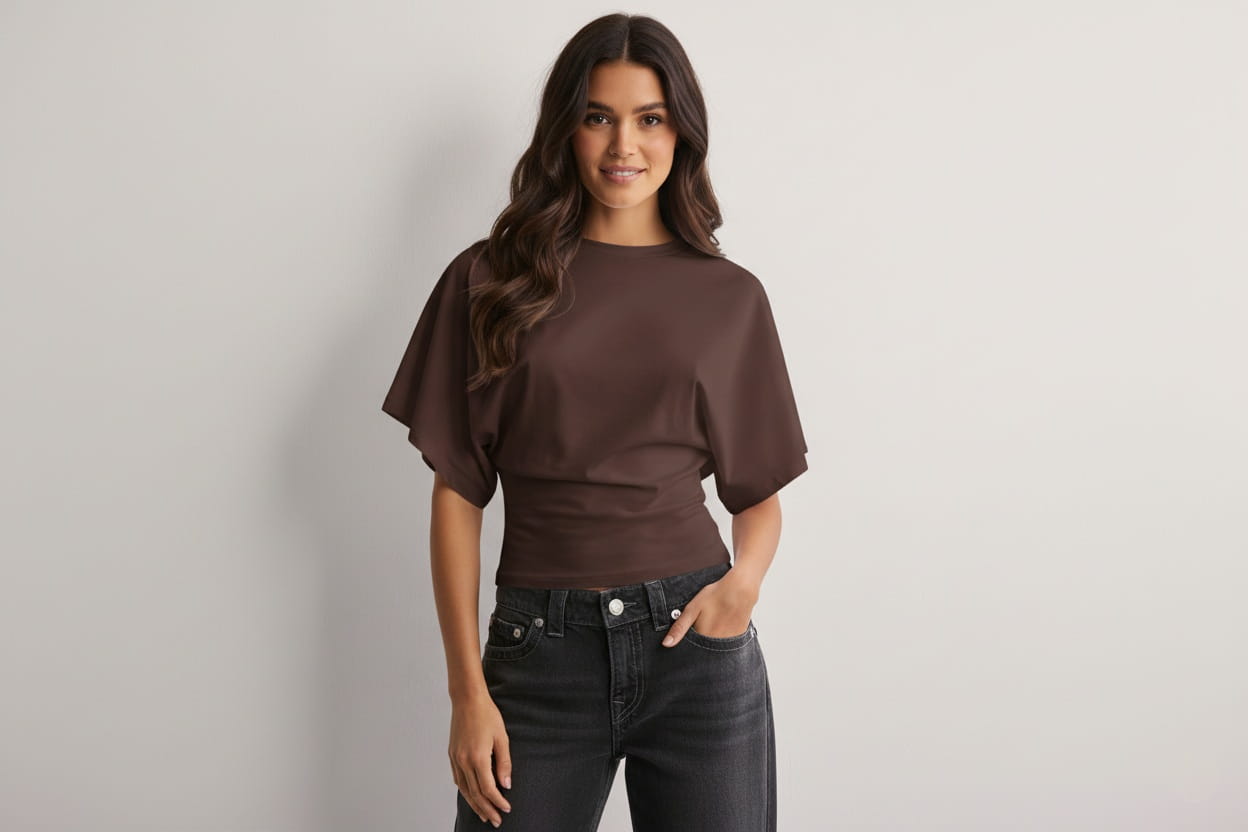 Women's T-Shirt – Wide Sleeve Relaxed Fit Top – view 6