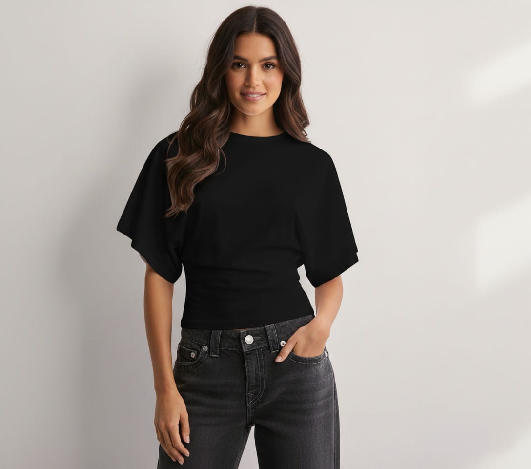 Women's T-Shirt – Wide Sleeve Relaxed Fit Top – view 5