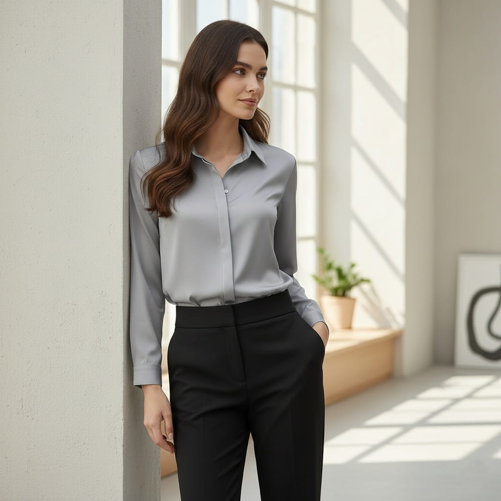 Women's Blouse – Elegant Satin-Finish Design – view 3