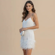 Women's Mini Dress – Feather Accents – view 2