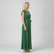 Women's Dress – V-Neck Design in Rich Green – view 2