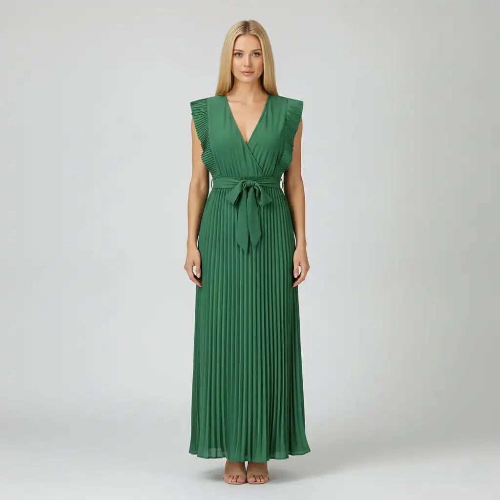 Women's Dress – V-Neck Design in Rich Green