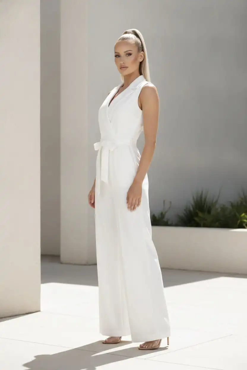 Women's Jumpsuit – Sleeveless Design with V-Neck – view 3
