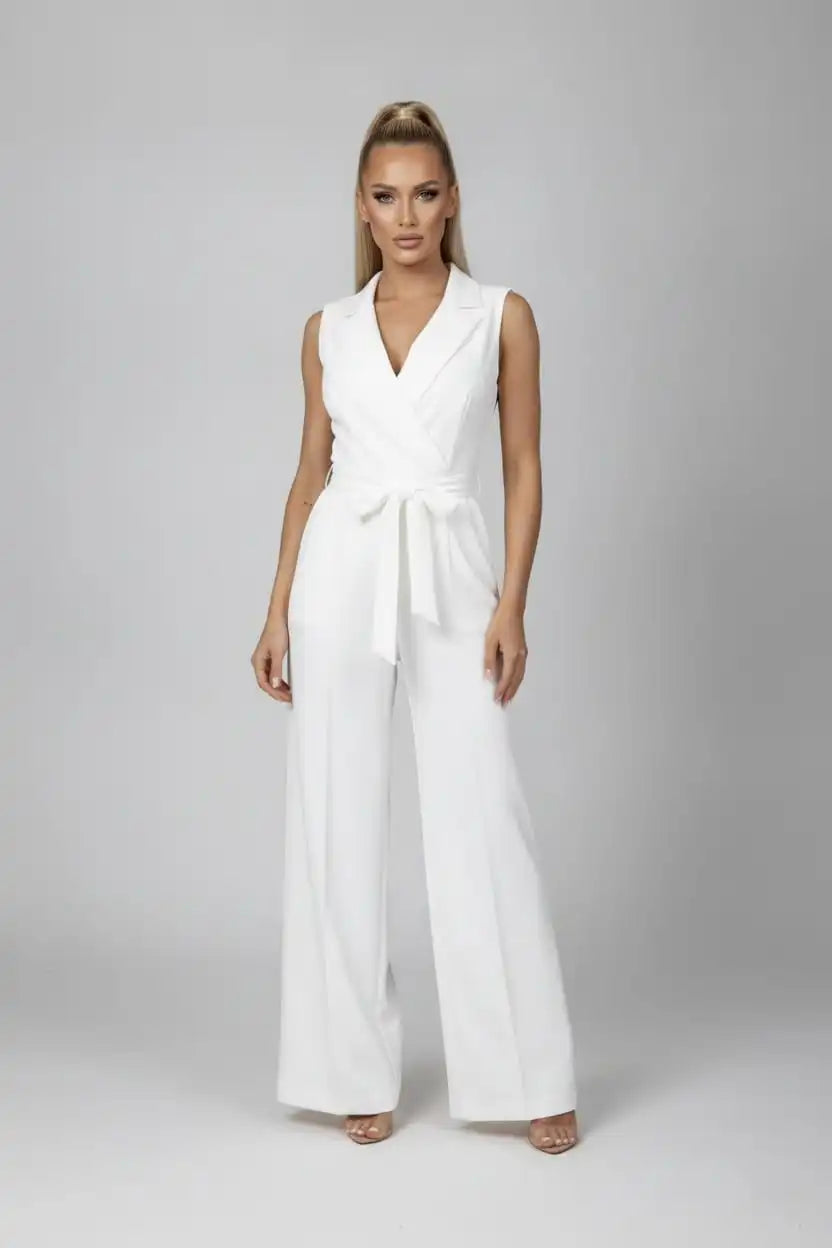 Women's Jumpsuit – Sleeveless Design with V-Neck