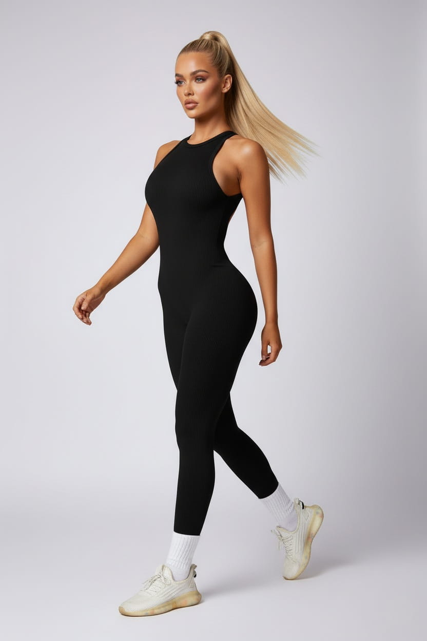 Women's Jumpsuit – High Neck Hollow Back Design – view 4