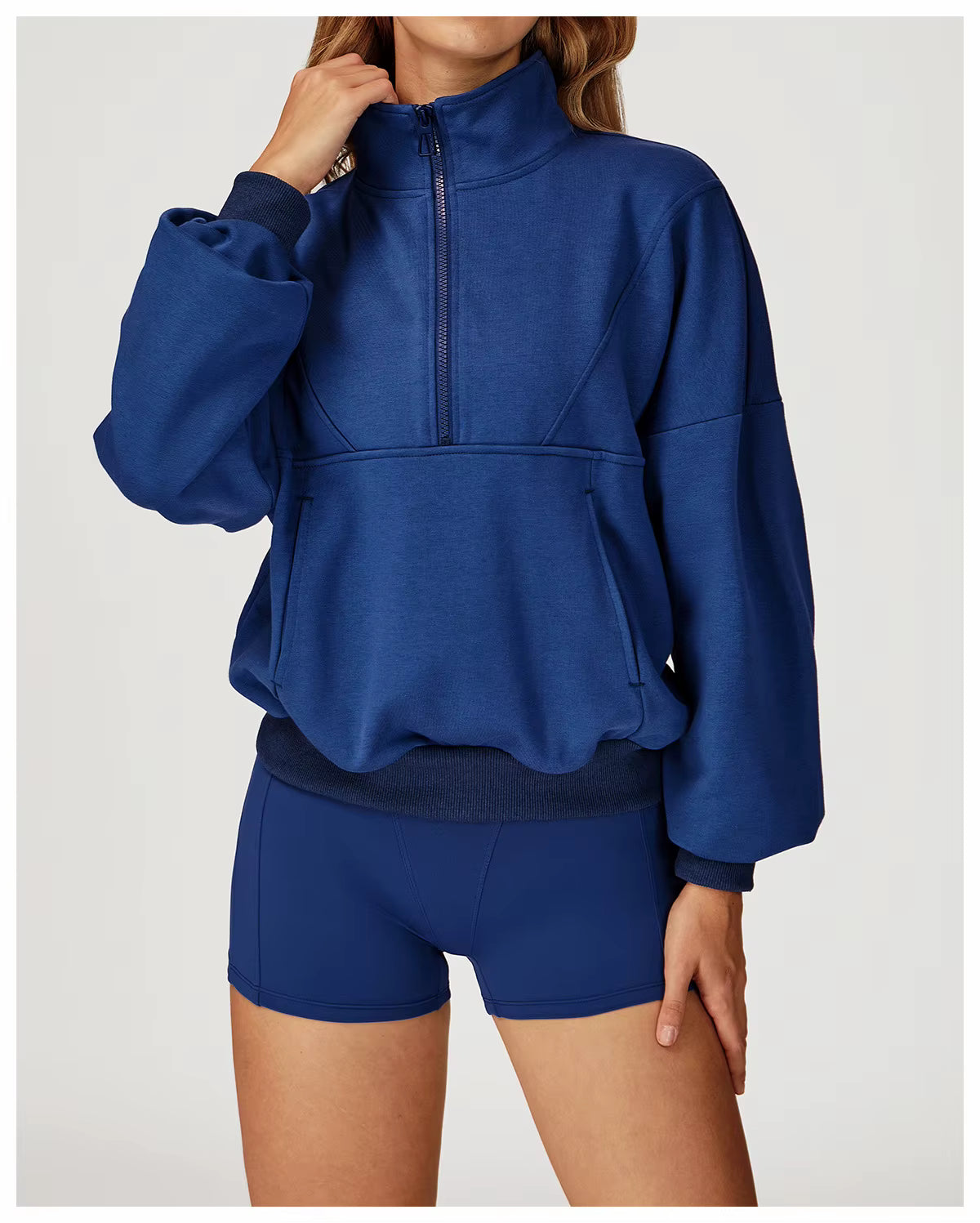 Women's Half Zip Sweatshirt – Lightweight Cotton Blend – view 8