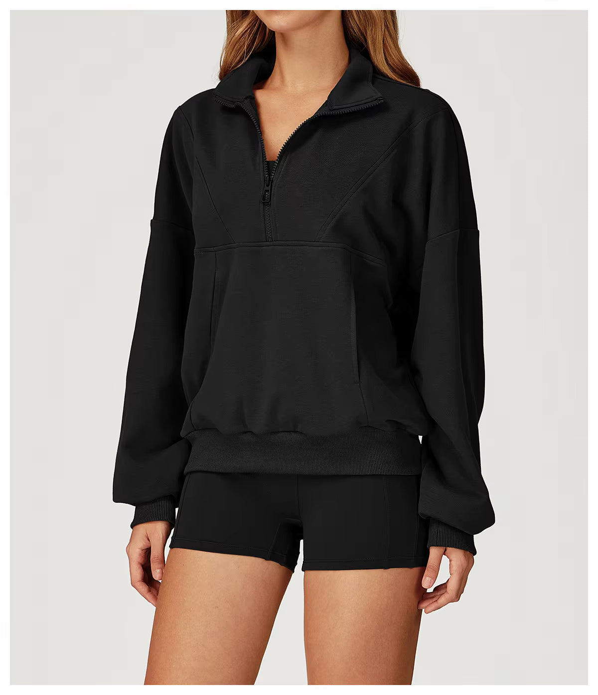 Women's Half Zip Sweatshirt – Lightweight Cotton Blend – view 6