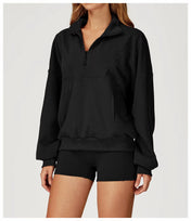 Women's Half Zip Sweatshirt – Lightweight Cotton Blend – view 6