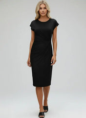 Women's Midi Dress – Round Neck Casual Dress