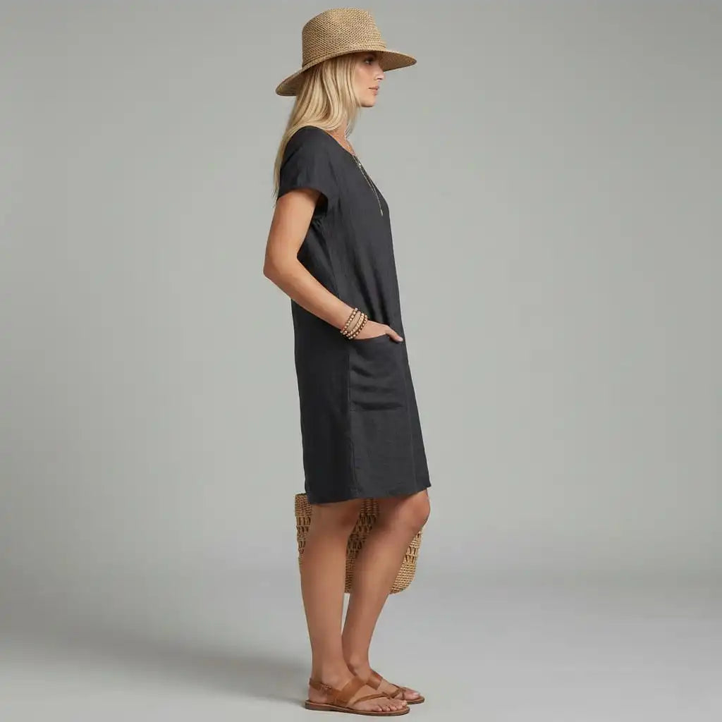 Women's Casual Dress – Short Sleeve with Pockets – view 2