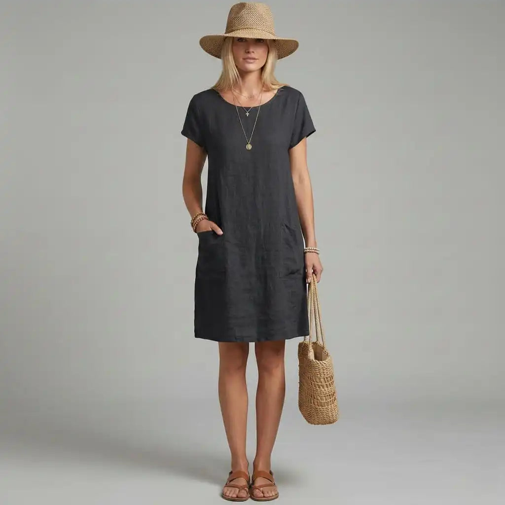 Women's Casual Dress – Short Sleeve with Pockets