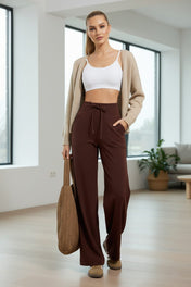 Women's Wide-Leg Lounge Pants – High-Waisted Straight-Leg Design – view 4