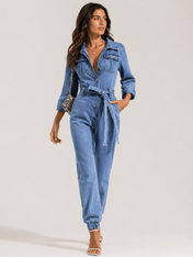 Women's Denim Jumpsuit – Casual Design with Belt