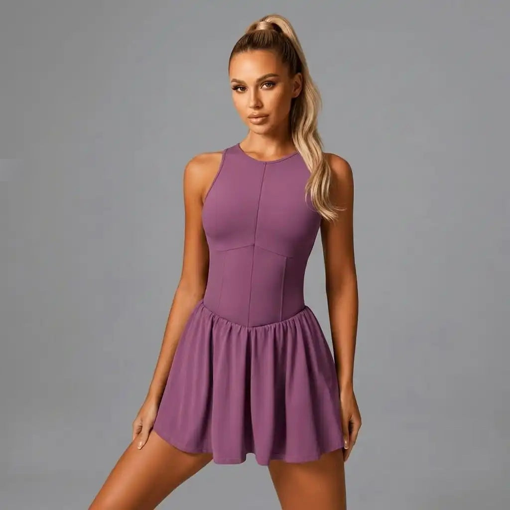 Women's Active Dress – A-Line Design with Built-In Shorts
