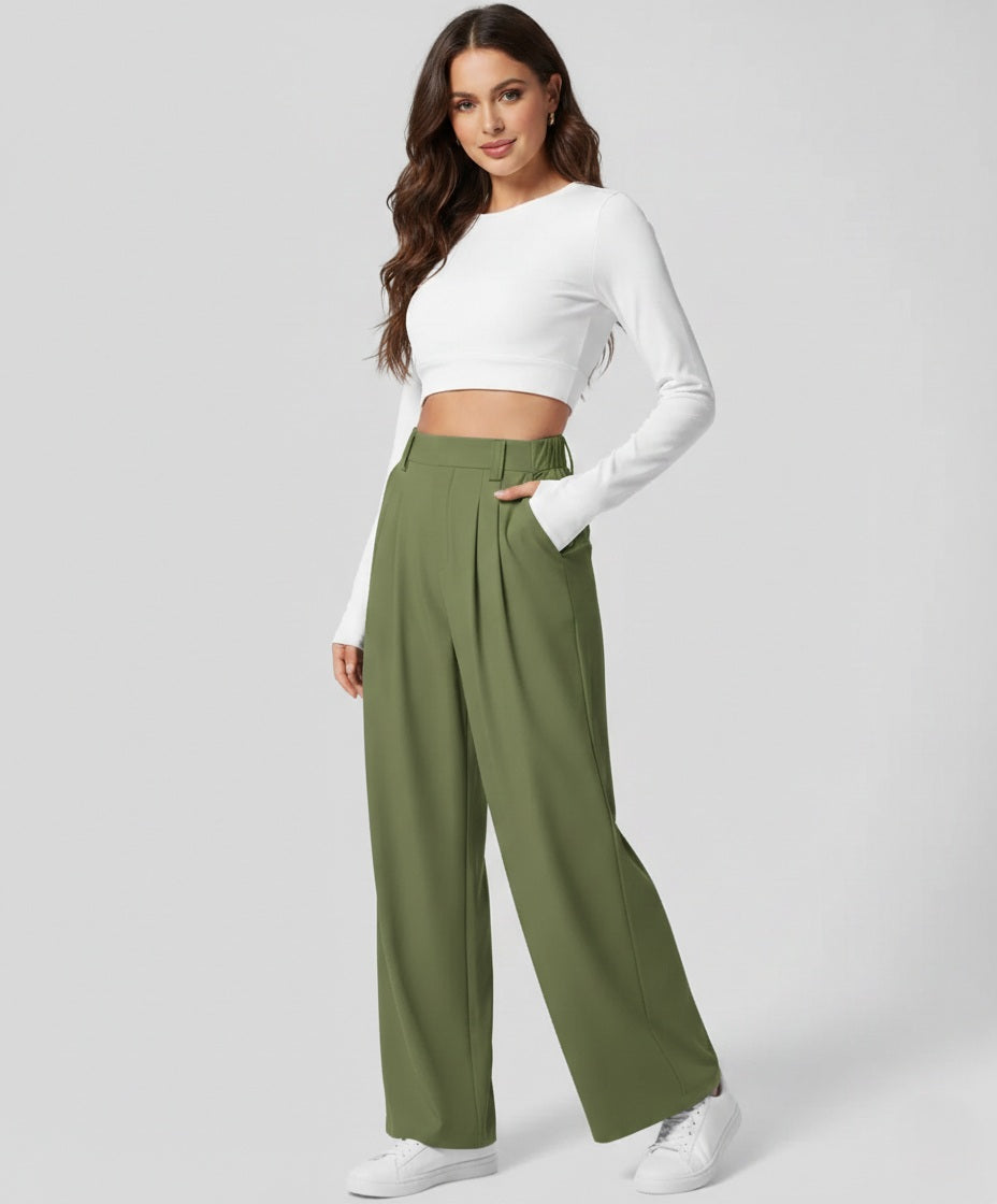 Women's Palazzo Pants – High-Waist Wide-Leg Trousers – view 5