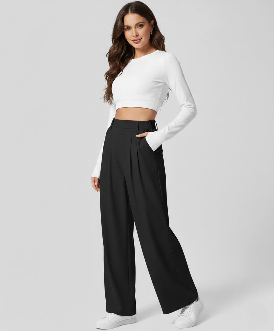 Women's Palazzo Pants – High-Waist Wide-Leg Trousers – view 6