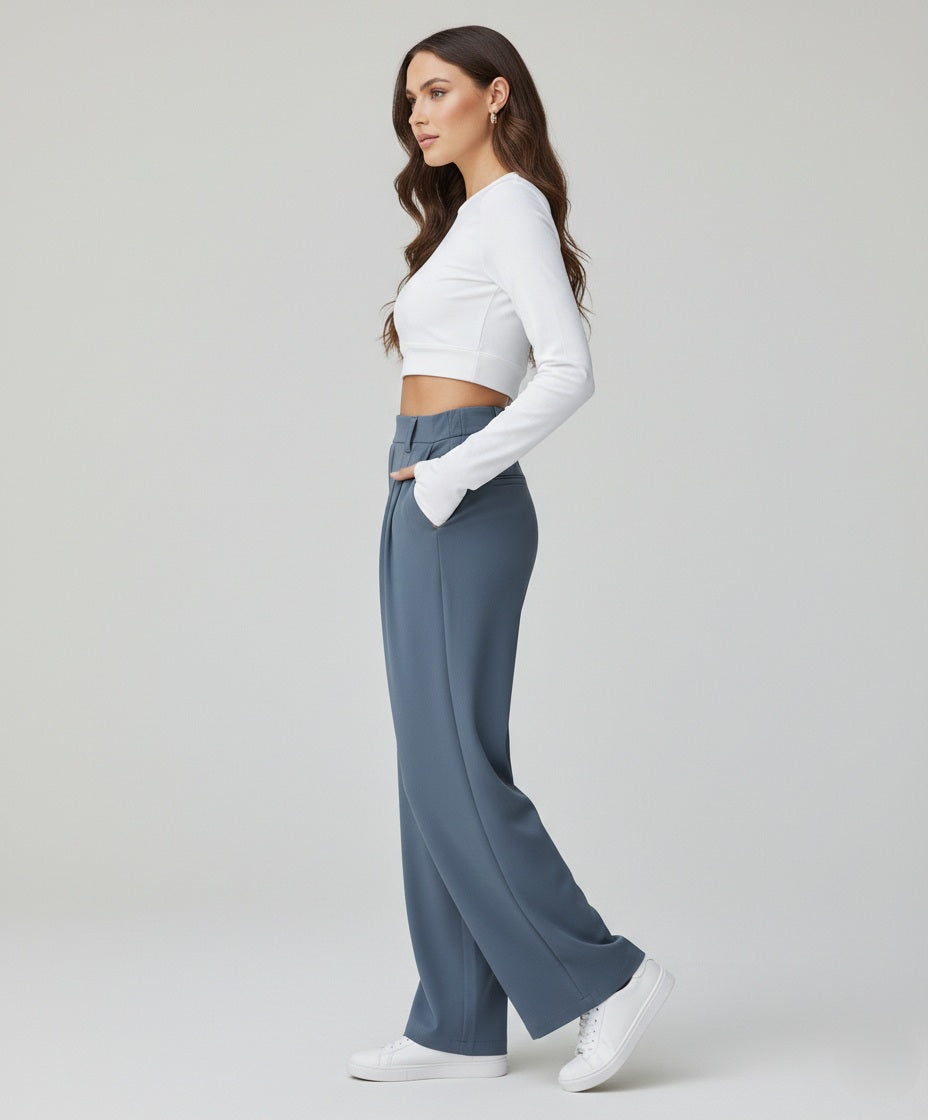Women's Palazzo Pants – High-Waist Wide-Leg Trousers – view 3