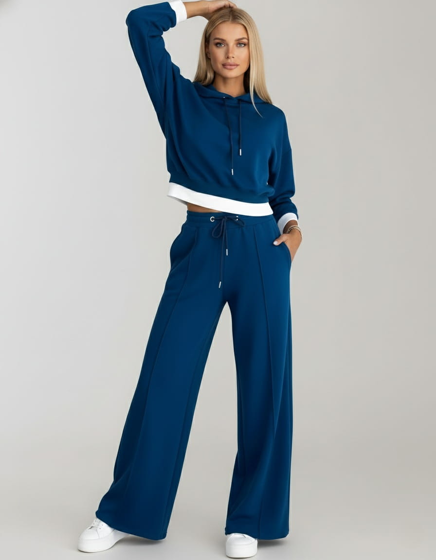 Women's Lounge Set – Modern Hoodie and Wide-Leg Trousers